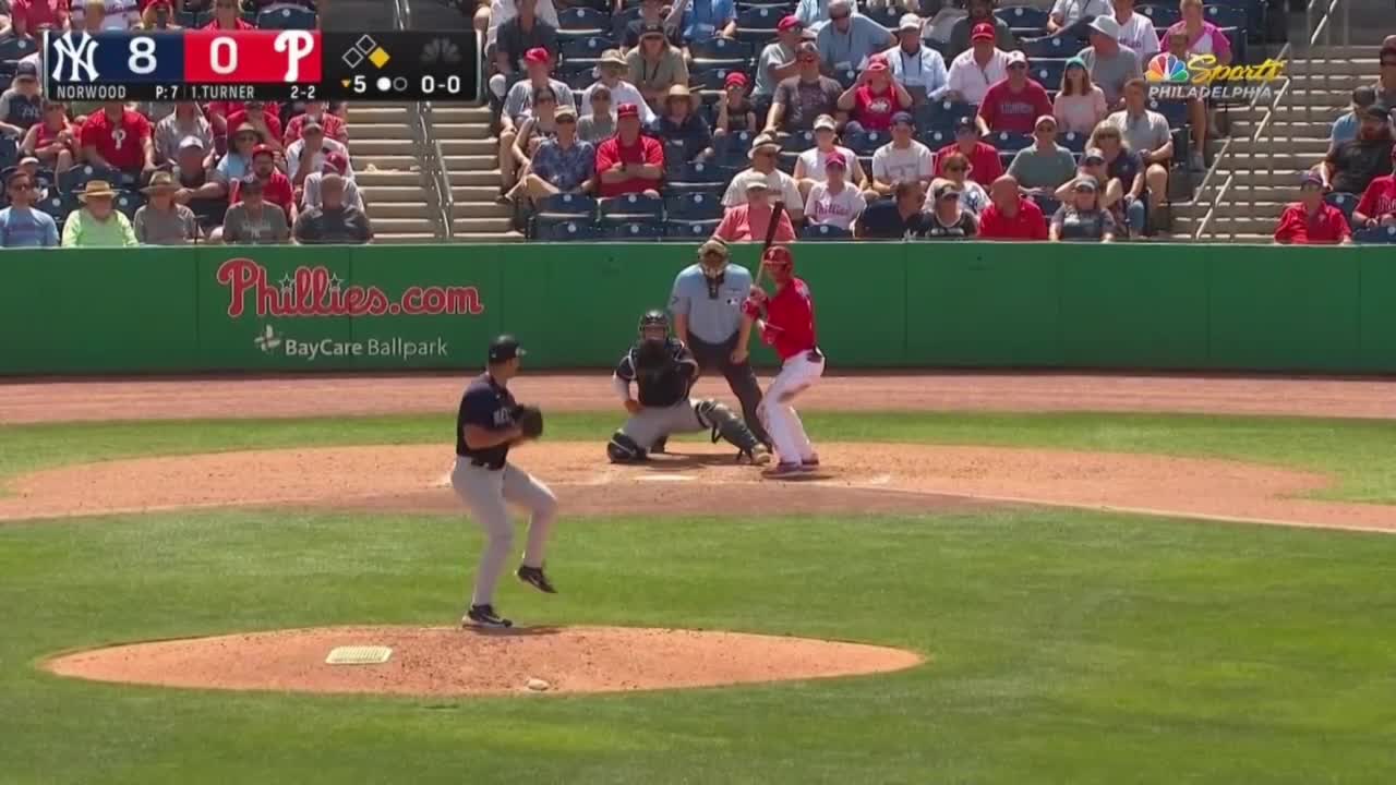 Ball girl accidentally fields a fair ball grounder down the third base