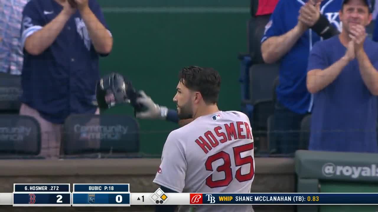 Eric Hosmer gets a standing ovation in his first return to Kauffman  Stadium, first plate appearance with the Red Sox : r/baseball