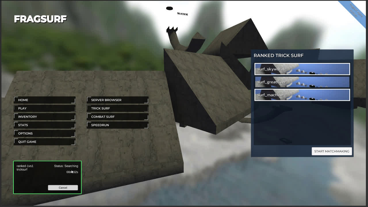 Fragsurf main menu
