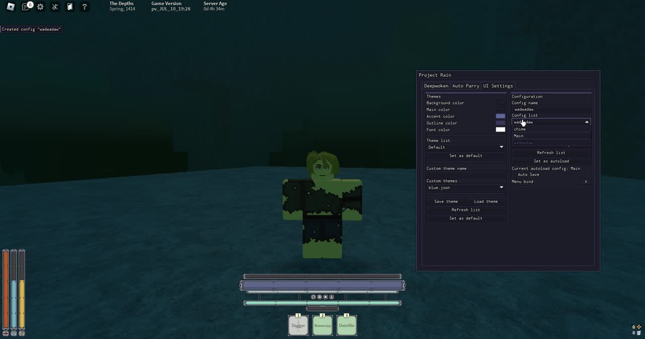 How to save config and set UI keybind