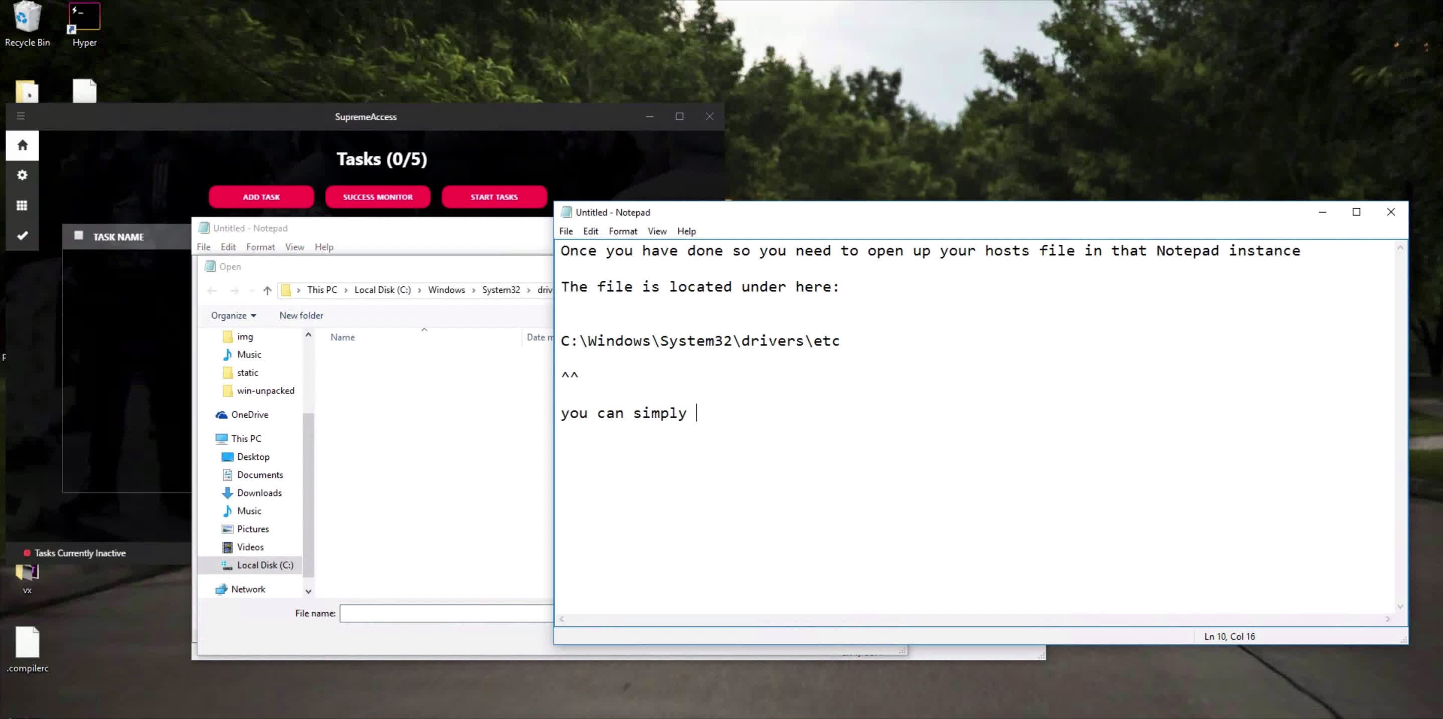 How to configure hosts (Windows)