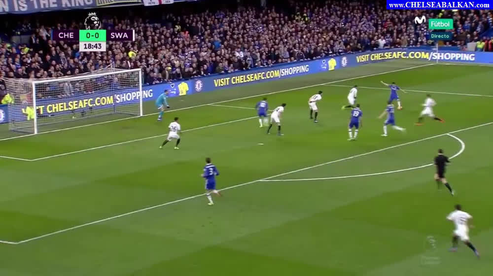 Fabregas goal for 1-0 / Chelsea v Swansea 25th feb 2017