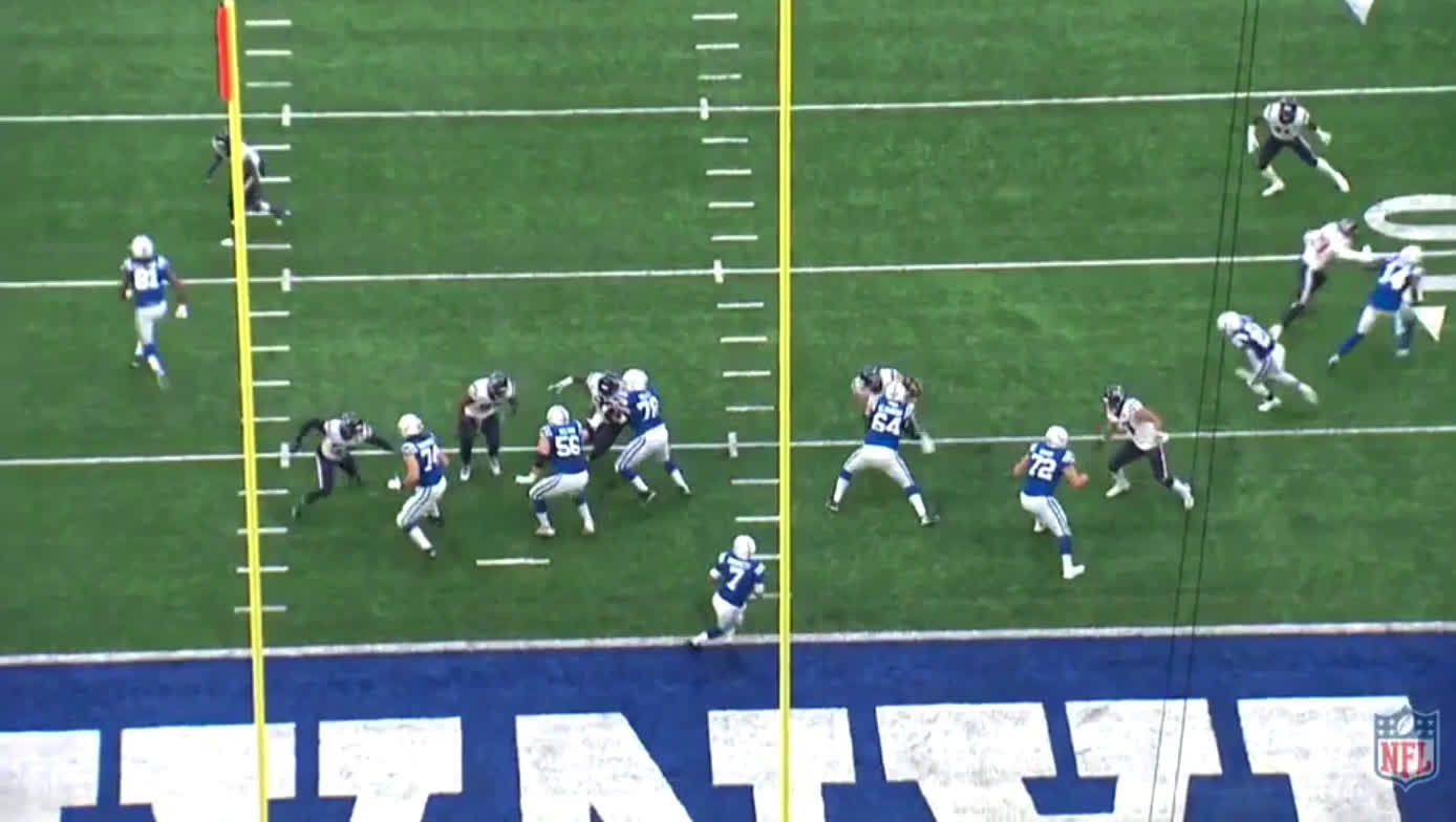 HOU 2019 Watt Swim over Glowinski QB hit, 5 man rush, Hits Brissett in