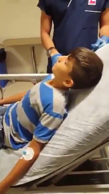 Kid swallows a toy horn honks when he breathes