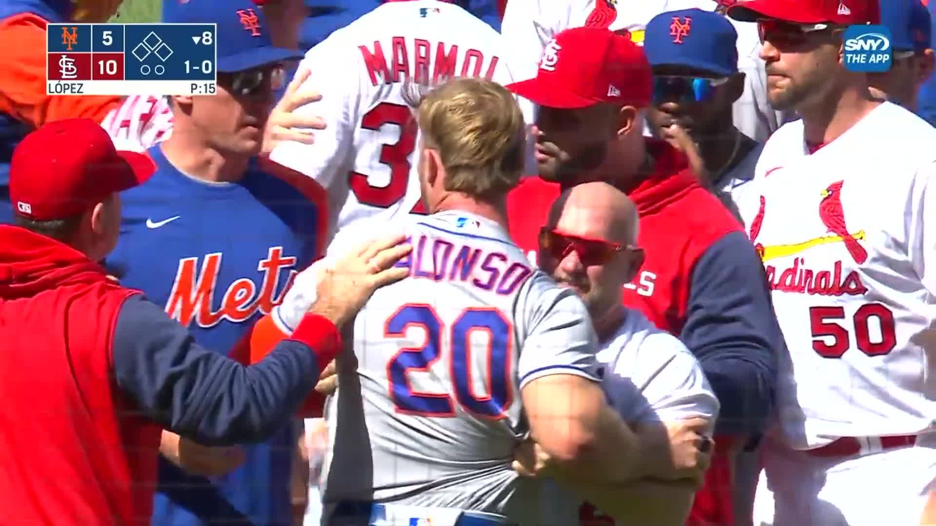 Mets Cardinals The benches clear when Nolan Arenado is pitched high
