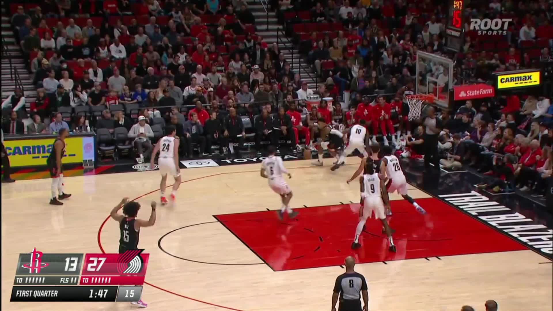 Drew fakes two defenders into the air then hits the spinning hook