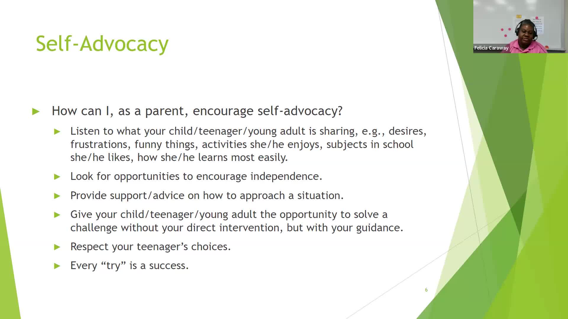 Parent Training: Building Self-Advocacy Skills