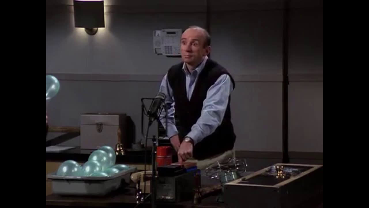 One of my favourite scenes from Frasier, in the episode 'Ham Radio' where  Frasier and co try to act out an old radio drama in honour of the station's  50th anniversary. :