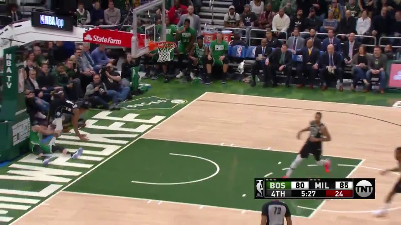 Giannis chases down Tatum and blocks his dunk attempt : r/nba