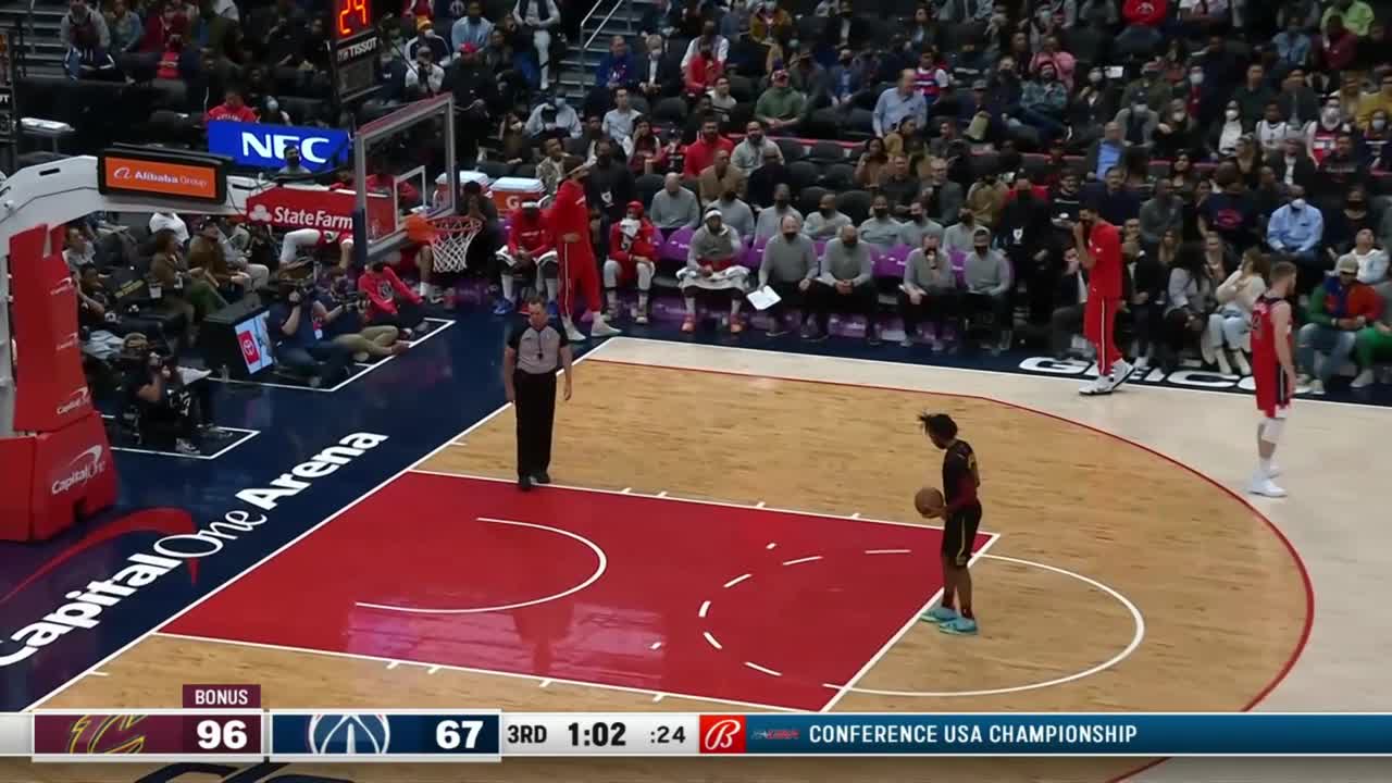 Garland shoots three straight technical free throws... Holiday, Harrell