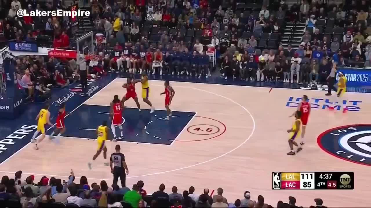 Watch Bronny's first NBA three-pointer | Streamable