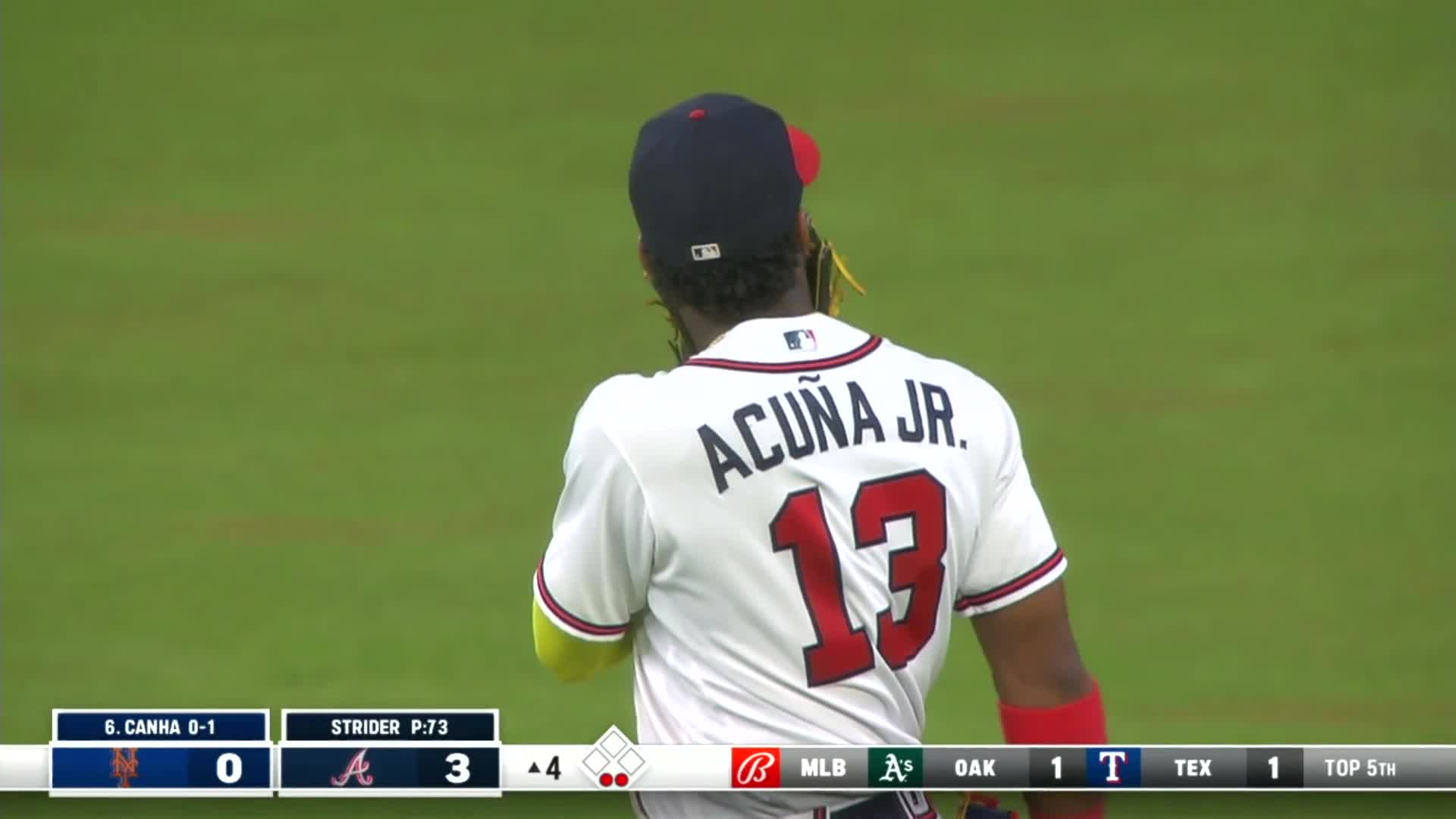 Ronald Acuña Jr. throws the ball in the stands with only two outs,  thankfully no one was on base. : r/baseball