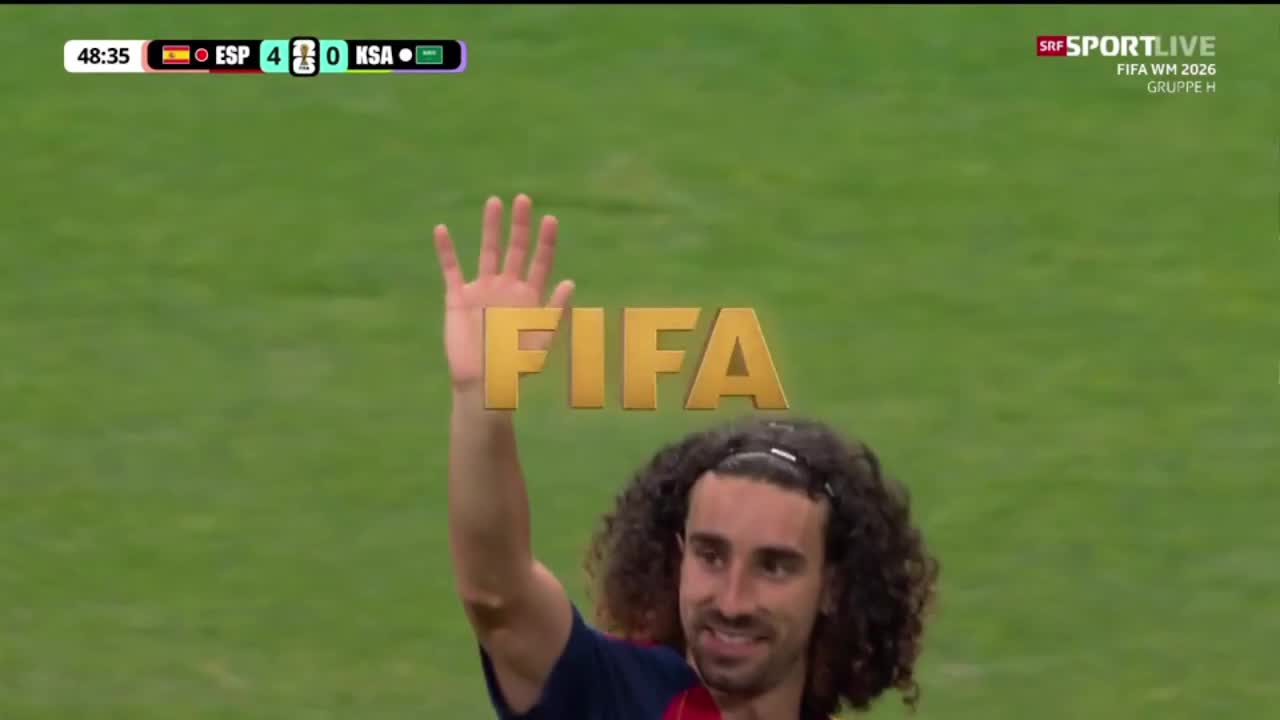 Spain 4 - 0 Saudi Arabia - Hassan Al-Tambakti own-goal 48'