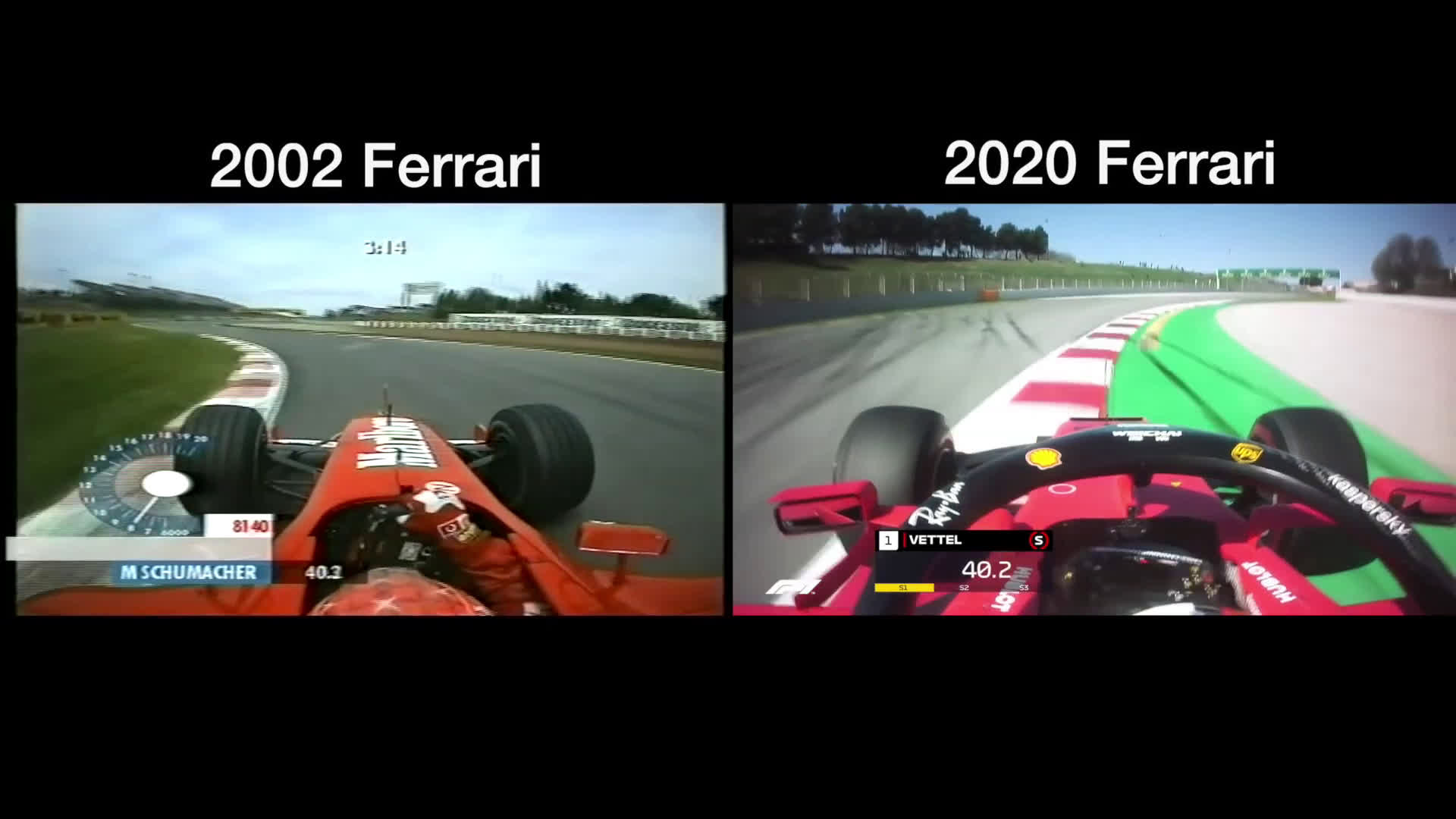 Watch Onboard Comparison Between Ferrari S F2002 Michael Schumacher And Sf1000 Sebastian Vettel