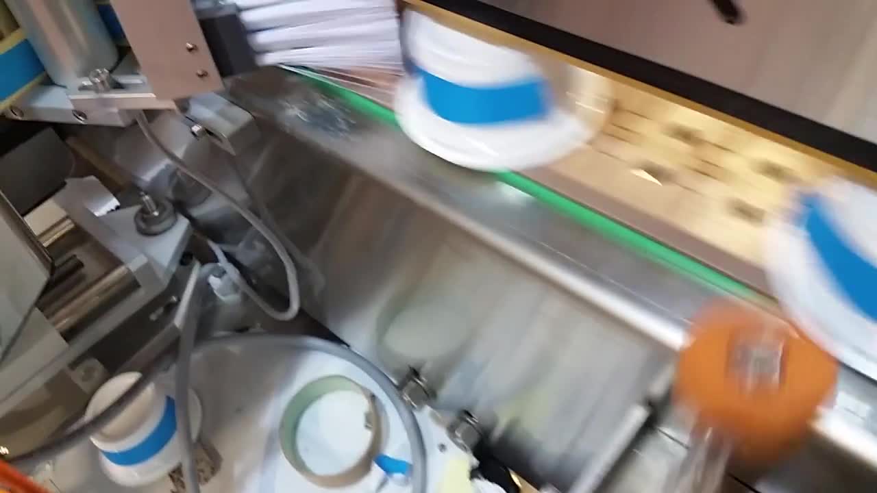 Watch Dairies cups labeling machine with De-Nester & Re-Stacker 3122-2 ...