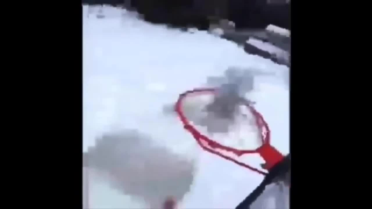 Unknown NBA player dunks on ice skates