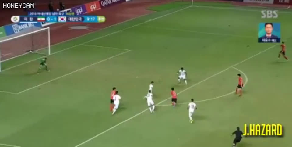 動画 アジア大会のイラン戦で韓国のイスンウがカットインからゴール ドリブルで相手選手をかわして右足でゴールに流し込む