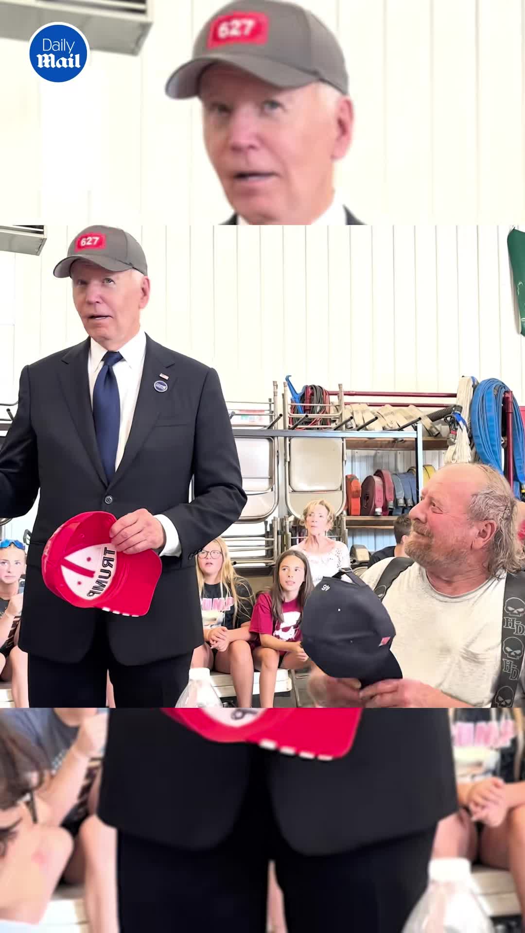 Watch Joe Biden was persuaded to trade hats with a Trump supporter in ...