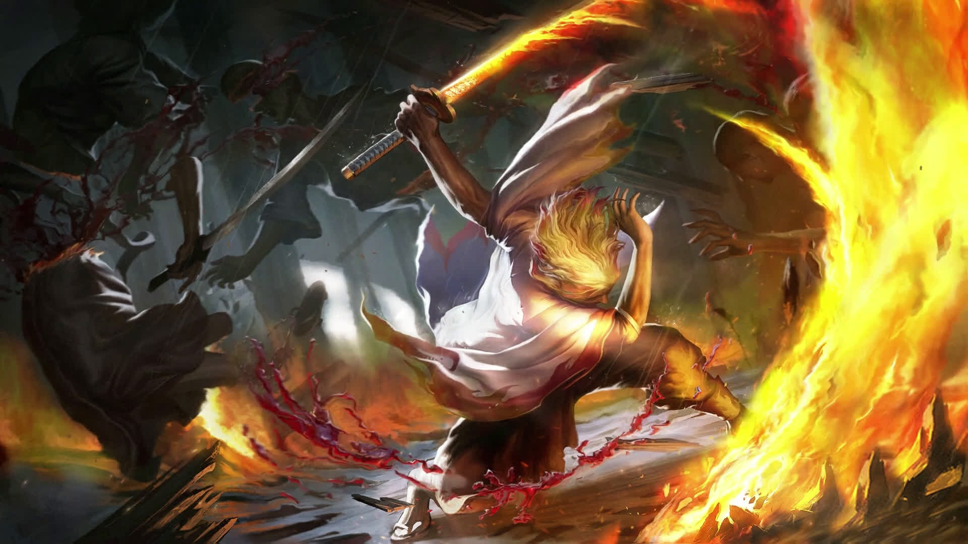 Anime Kyojuro Rengoku Kimetsu No Yaiba Animated Wallpaper Desktophut