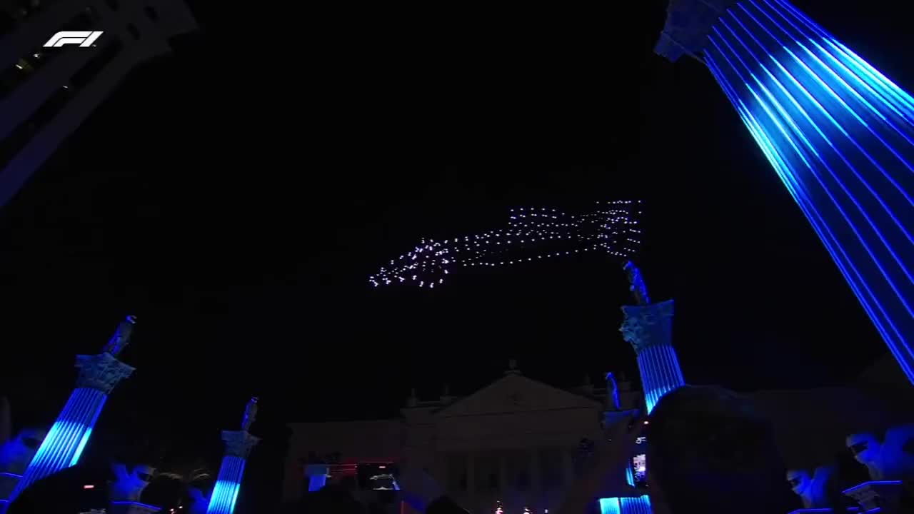 Watch Drone arrangement in the form of a F1 car from Las Vegas | Streamable