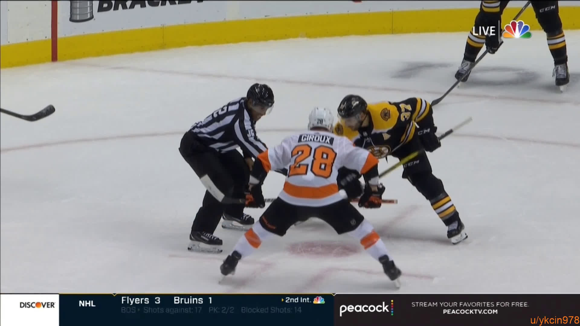 Claude Giroux flips his right-handed stick to win the face off r/hockey