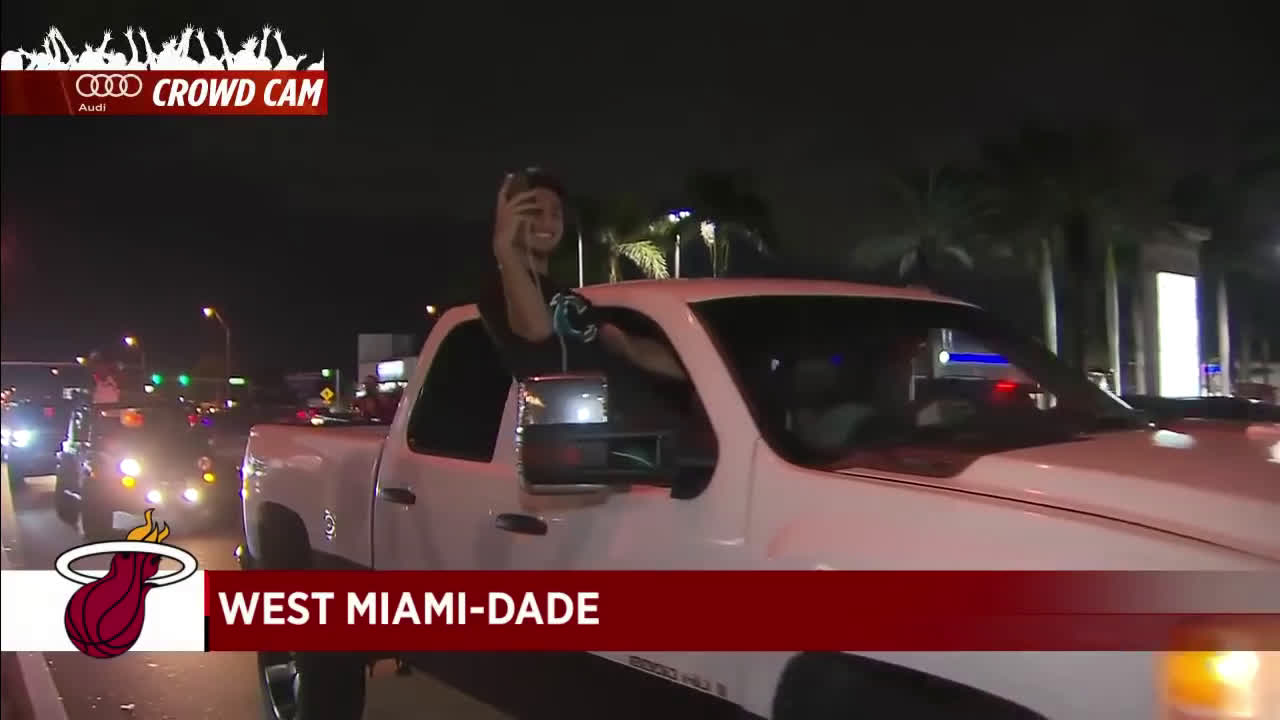 Miami Heat fans come out with pots and pans and more to celebrate Heat