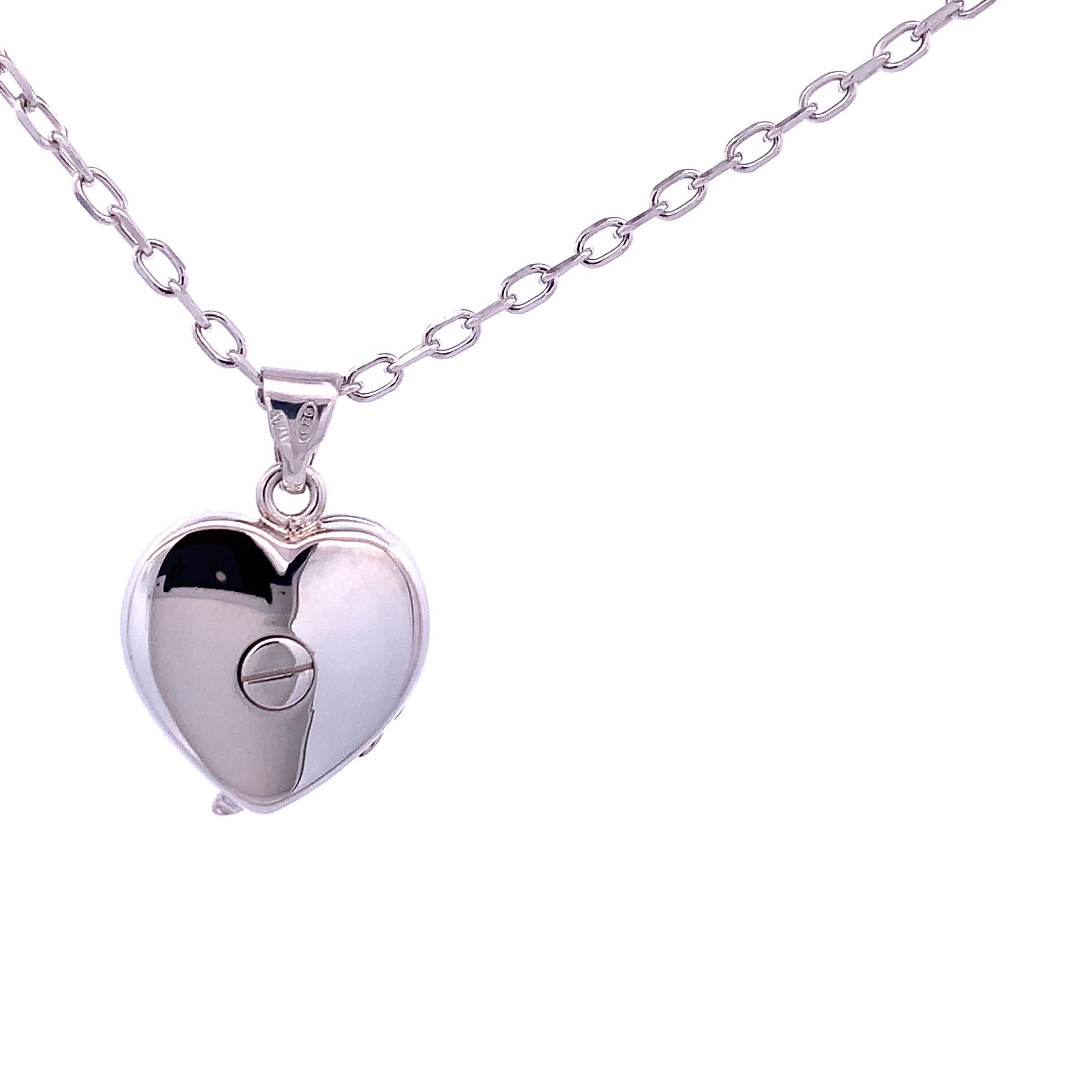 Silver Heart Shaped Lock & Key Charm Cremation Jewelry - Ash Necklace