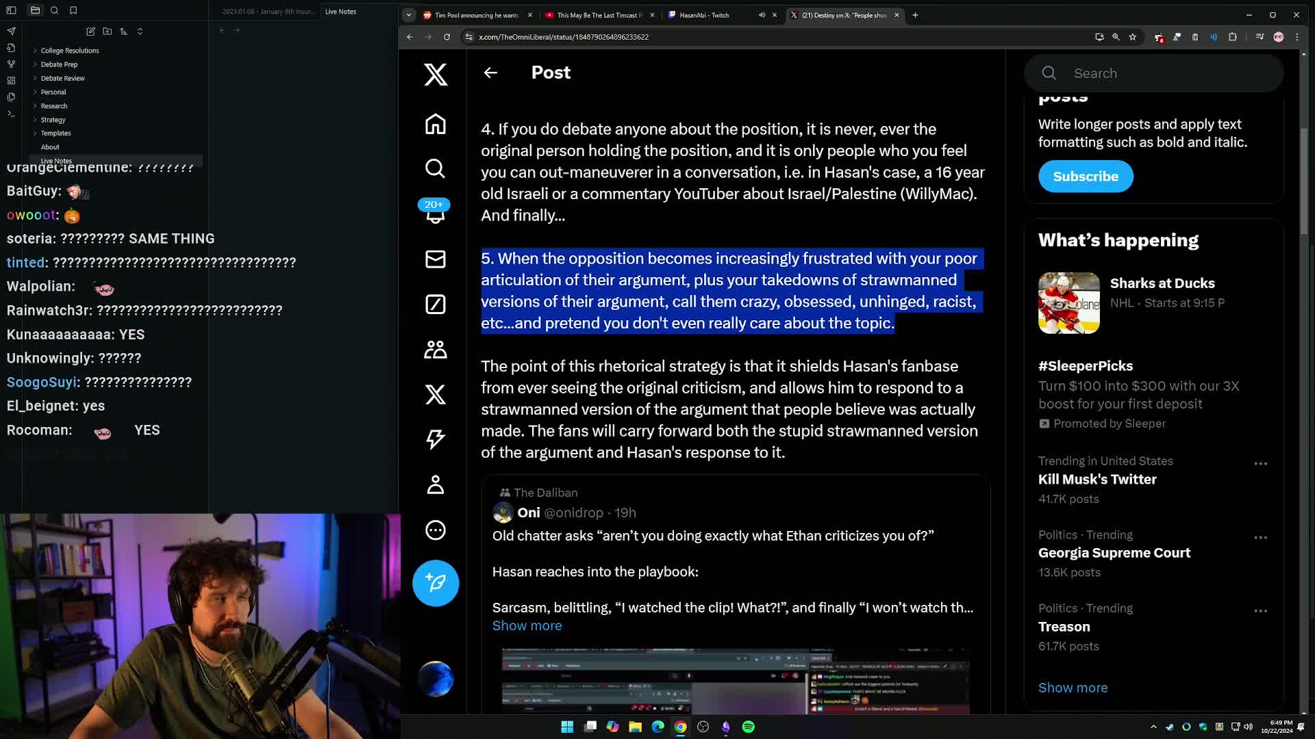 Watch 10/22/2024 Destiny Stream - Dan Saltman gas lighting about intent ...