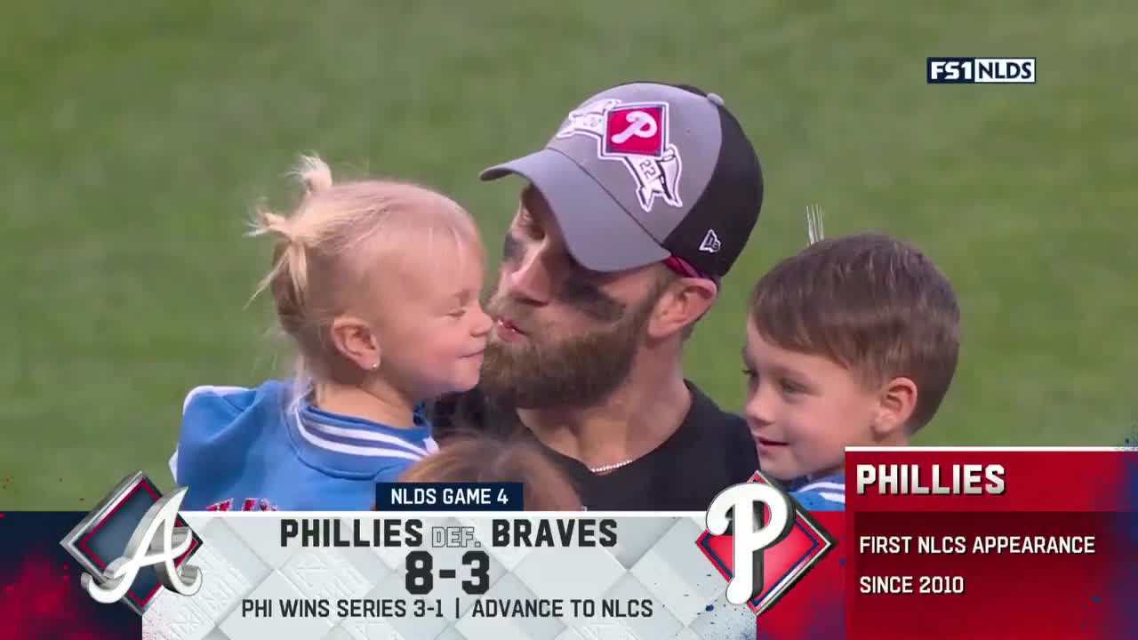 Bryce Harper celebrates his first trip to the NLCS with his family