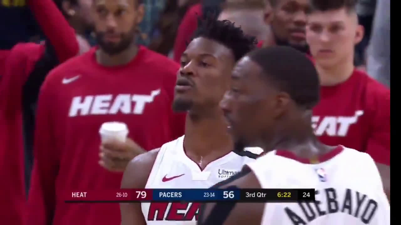 Heat's Jimmy Butler with 'smile' on his face over two shots at T.J. 'Trash'  Warren, Pacers