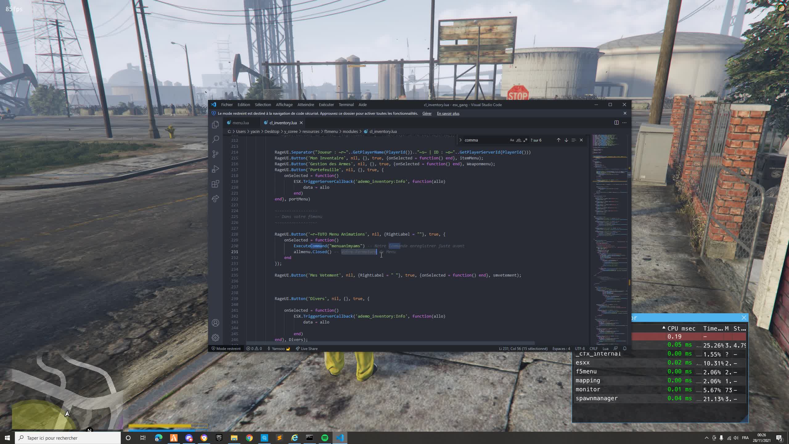 TUTO - Mettre mon Menu Animations dans un F5