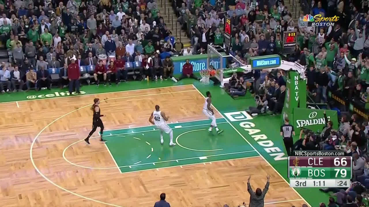 Jaylen Brown throws down the beautiful doubleclutch reverse dunk on