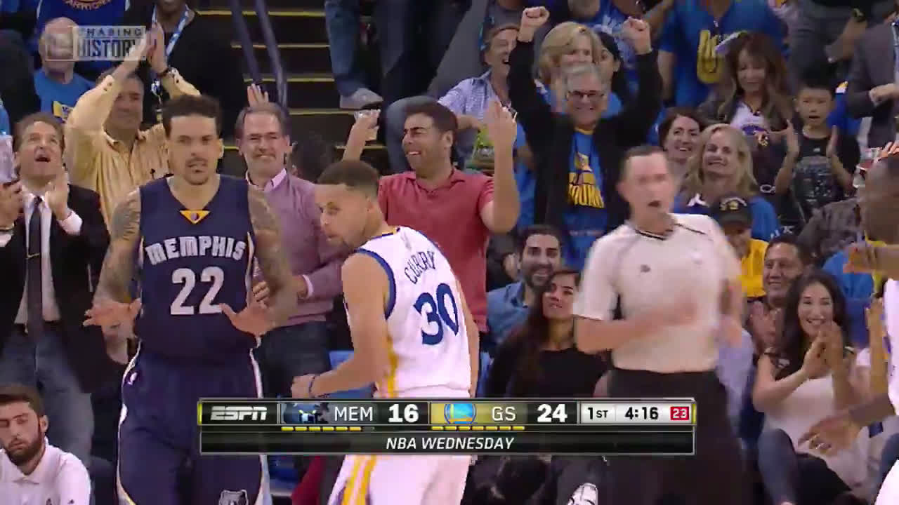 Steph Curry hits three straight threes in a minute