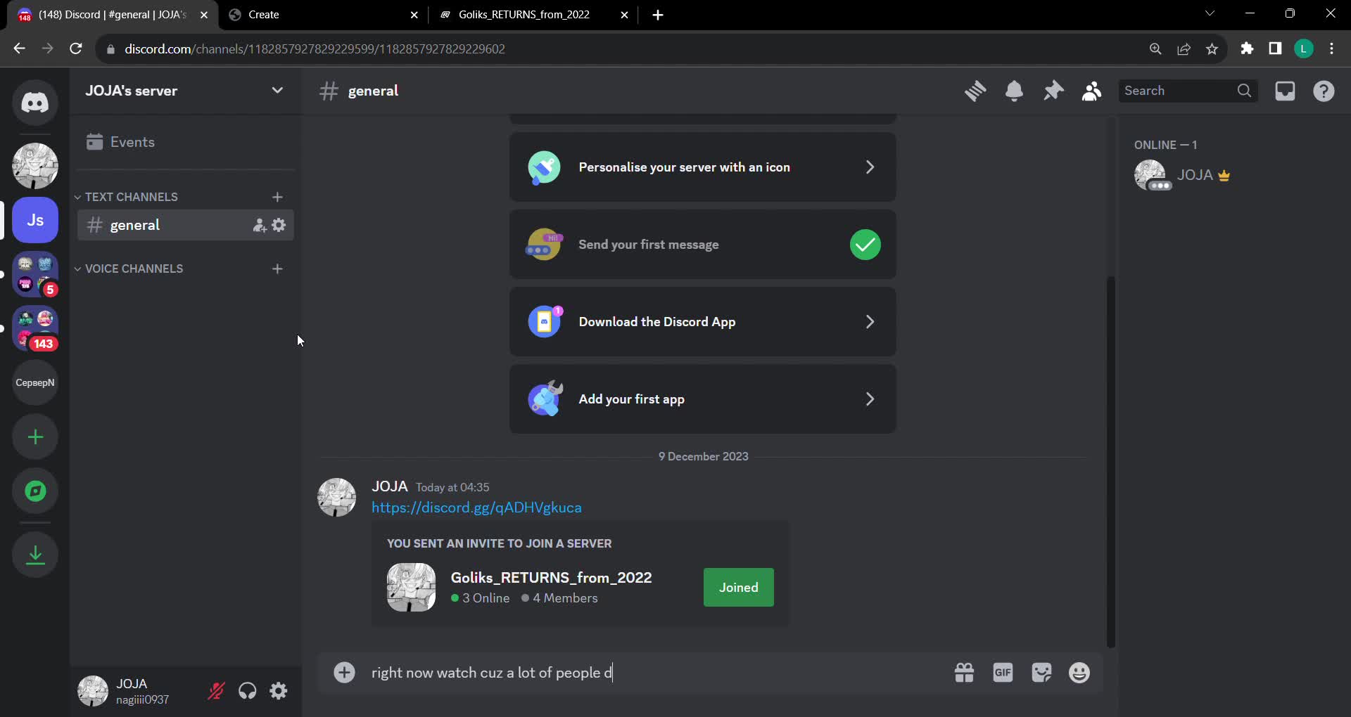 (148) Discord _ #general _ JOJA's server - Google Chrome 2023-12-09 04 ...