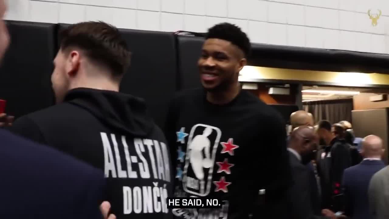 Luka Was Late To All Star Practice So Giannis Jokes About Jason Kidd Getting Soft For Not Punishing Luka Like He Did With Giannis When He Coached The Bucks R Nba
