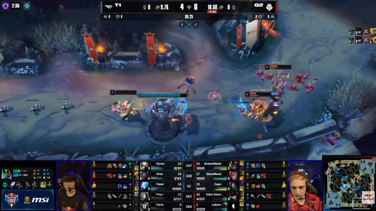 T1 vs G2 한스사마의 ㅁㅊ 바텀 폭파쇼ㄷㄷ