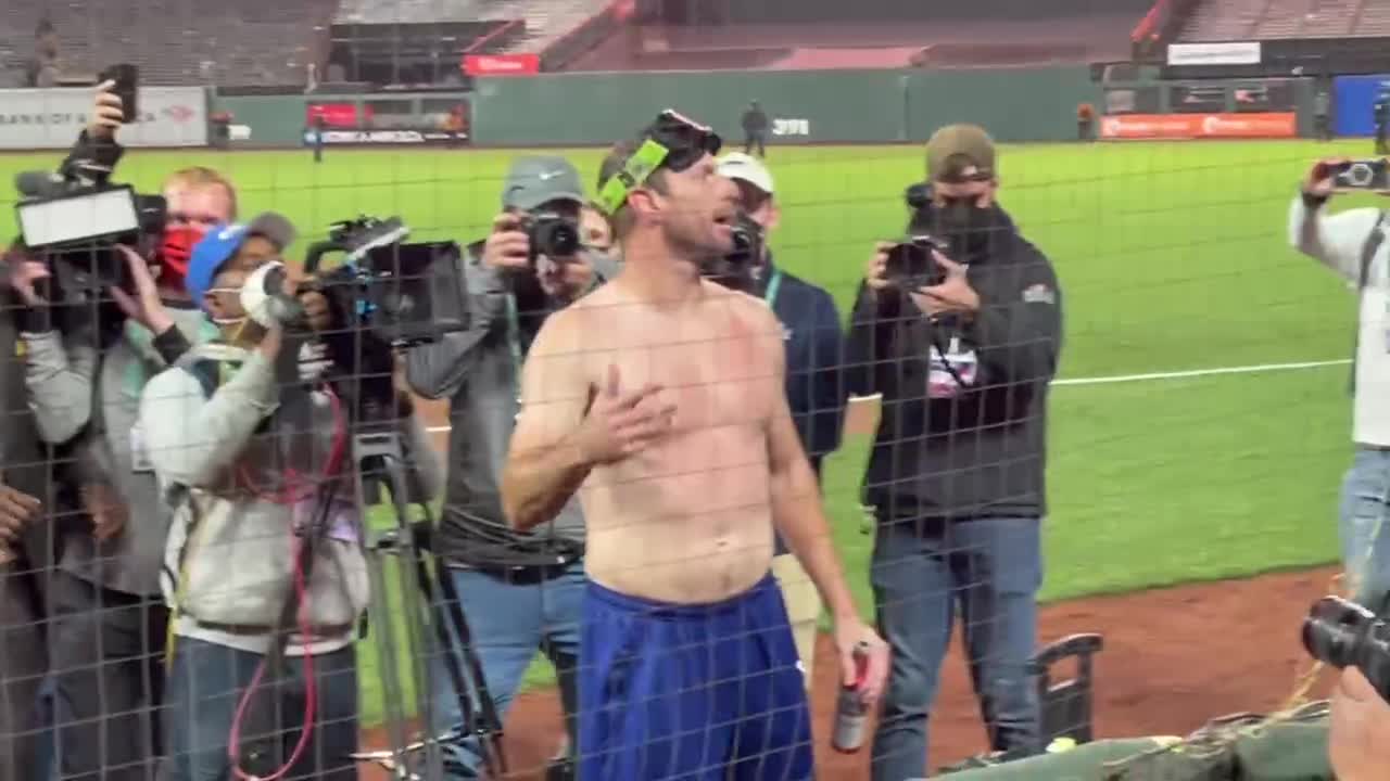 Drunk, shirtless Max Scherzer stole the show following Dodgers' NL