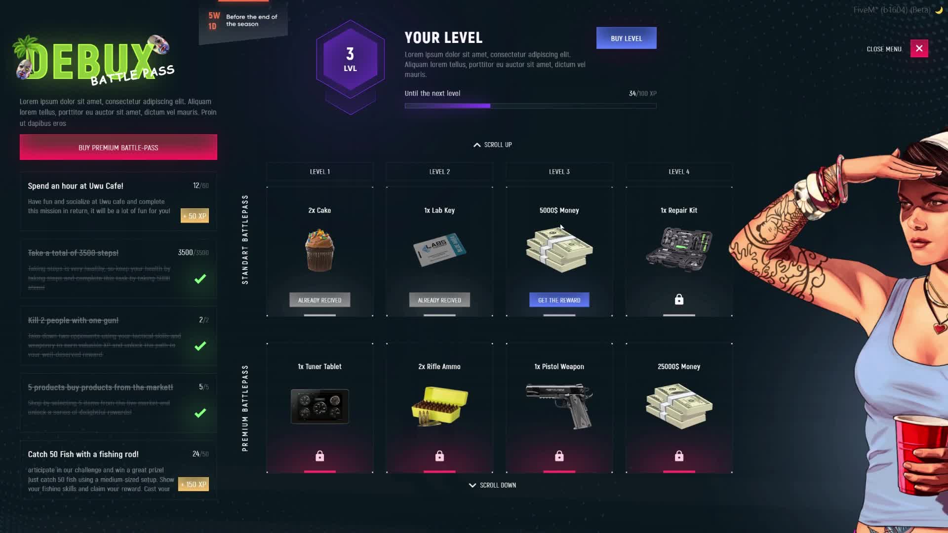 Debux Battlepass (ESX/QB) FiveM resource preview