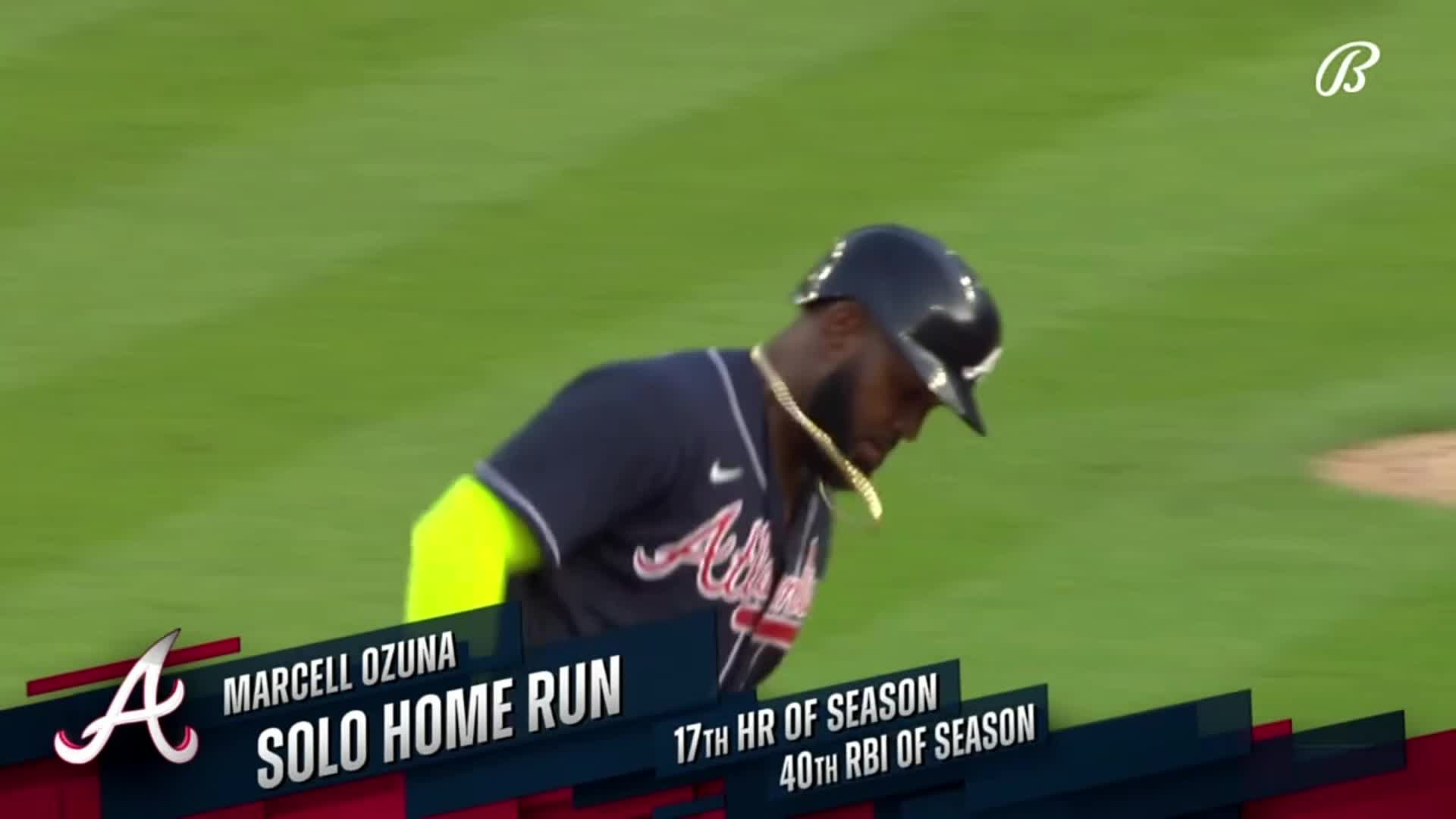 [Highlight] Marcell Ozuna hand dances on the Guardians after giving the  Braves a 3-run lead with a solo home run. : r/baseball