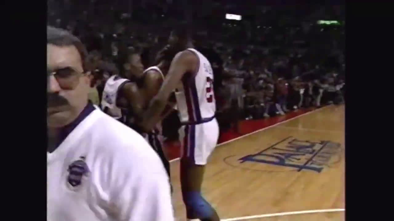 Watch Dennis Rodman with a game-saving block on Hakeem Olajuwon in a ...