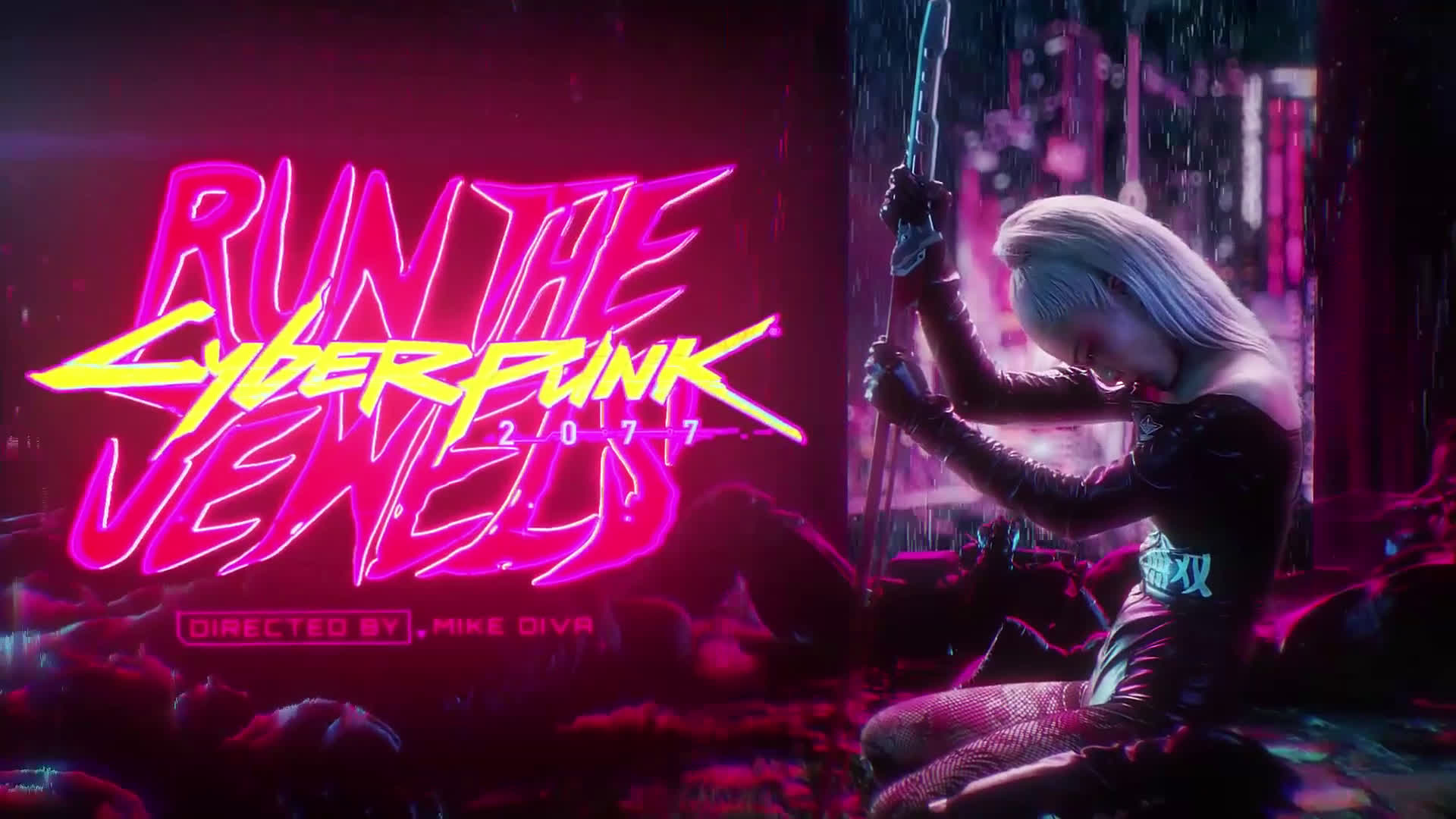 Cyberpunk 2077 Game Girl With Sword Live Wallpaper