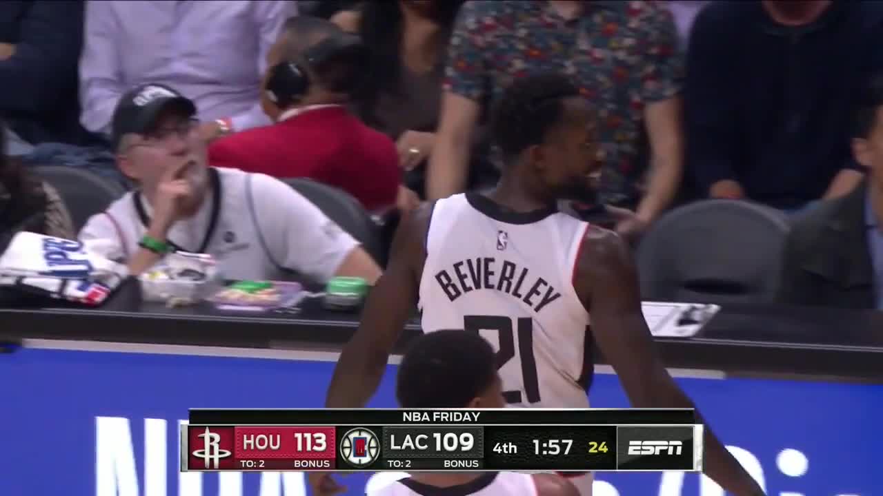 James Harden hits a 3 over Pat Bev and Paul George, and gets the foul. :  r/nba