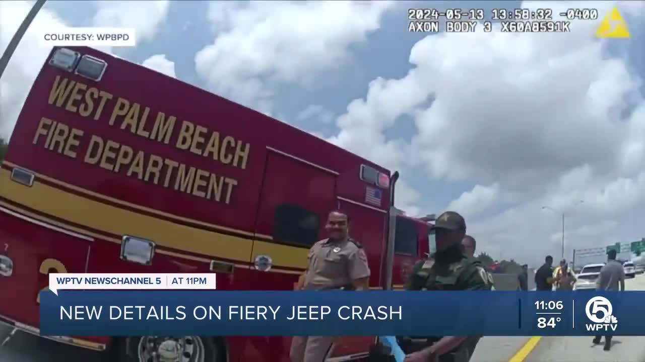 Watch Woman jumps out of burning Jeep on I-95 in West Palm Beach ...