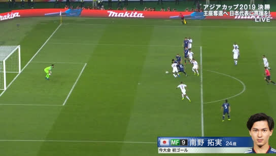 動画 アジアカップ決勝のカタール戦で南野拓実がゴール 塩谷司の縦パスから日本代表を1点差に詰め寄るゴールを決める 動画 アジアカップ決勝のカタール戦で南野拓実がゴール 塩谷司の縦パスから日本代表を1点差に詰め寄るゴールを決める