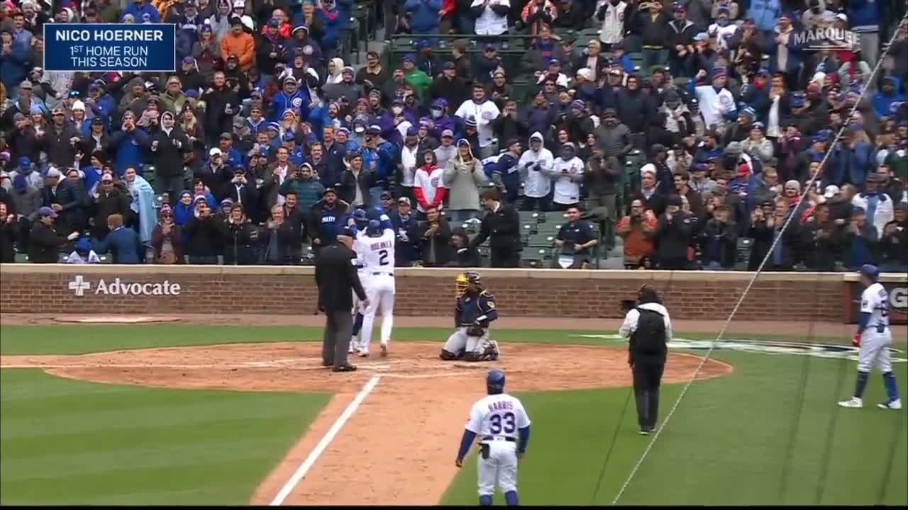 Highlight] Nico Hoerner takes Corbin Burnes deep on a line drive to left  field for the first home run of the 2022 MLB season. It's Hoerner's first  home run since 2019. : r/baseball