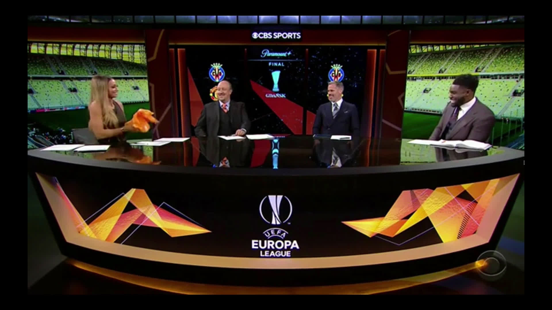 Video) Jamie Carragher Wears a Pink Wig Ahead of the Europa League final on  CBS Sports