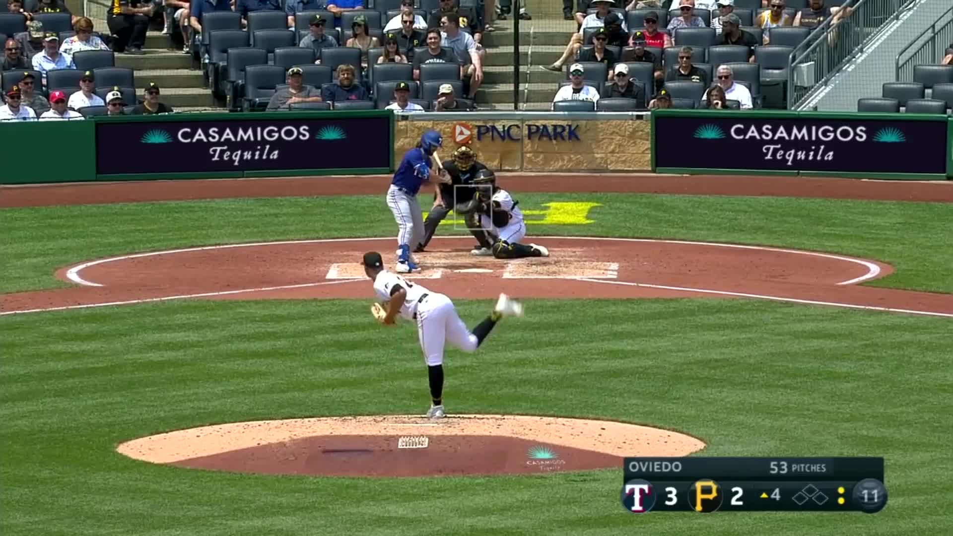 Johan Oviedo has thrown an immaculate inning against the Rangers in the