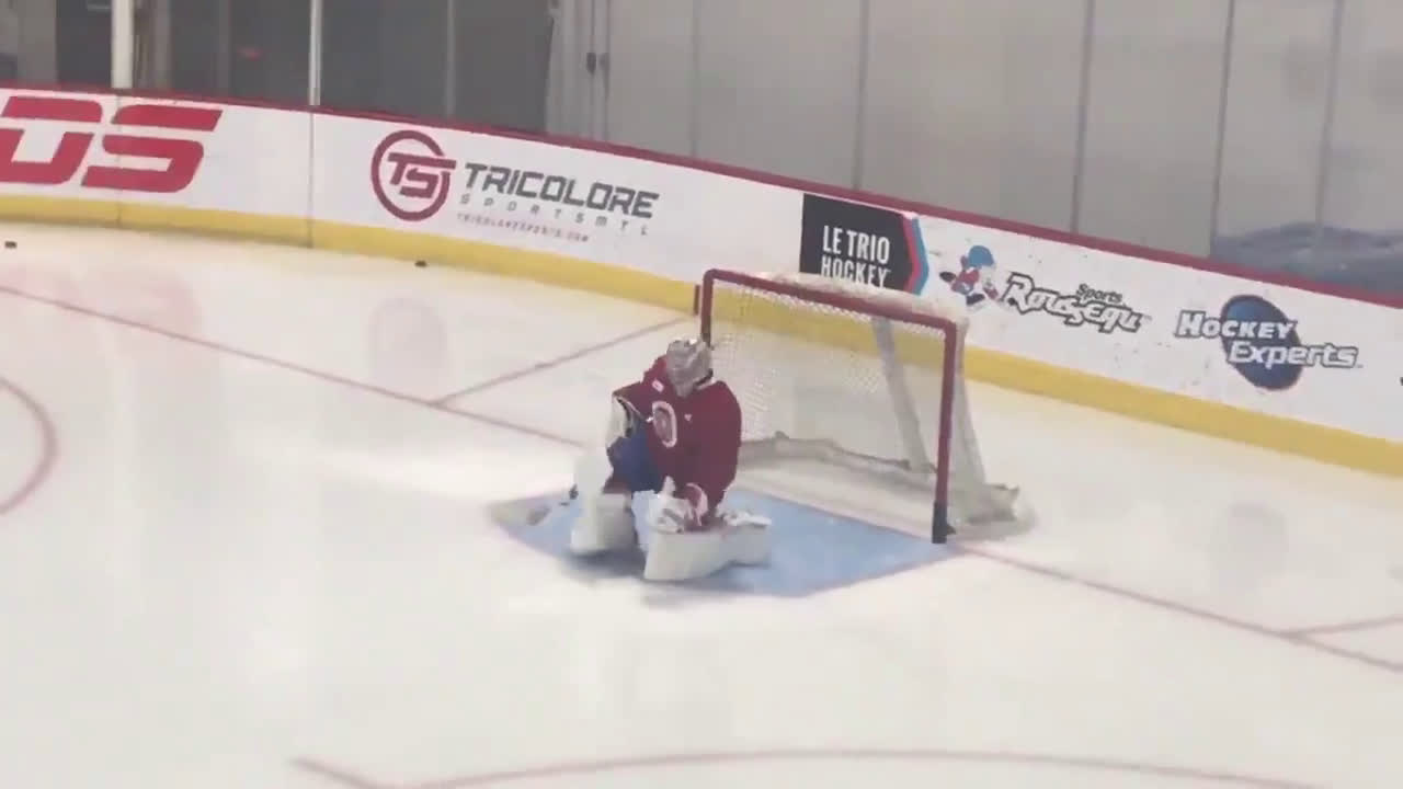 Carey Price doing his best Marc-Andre Fleury impression at Habs camp