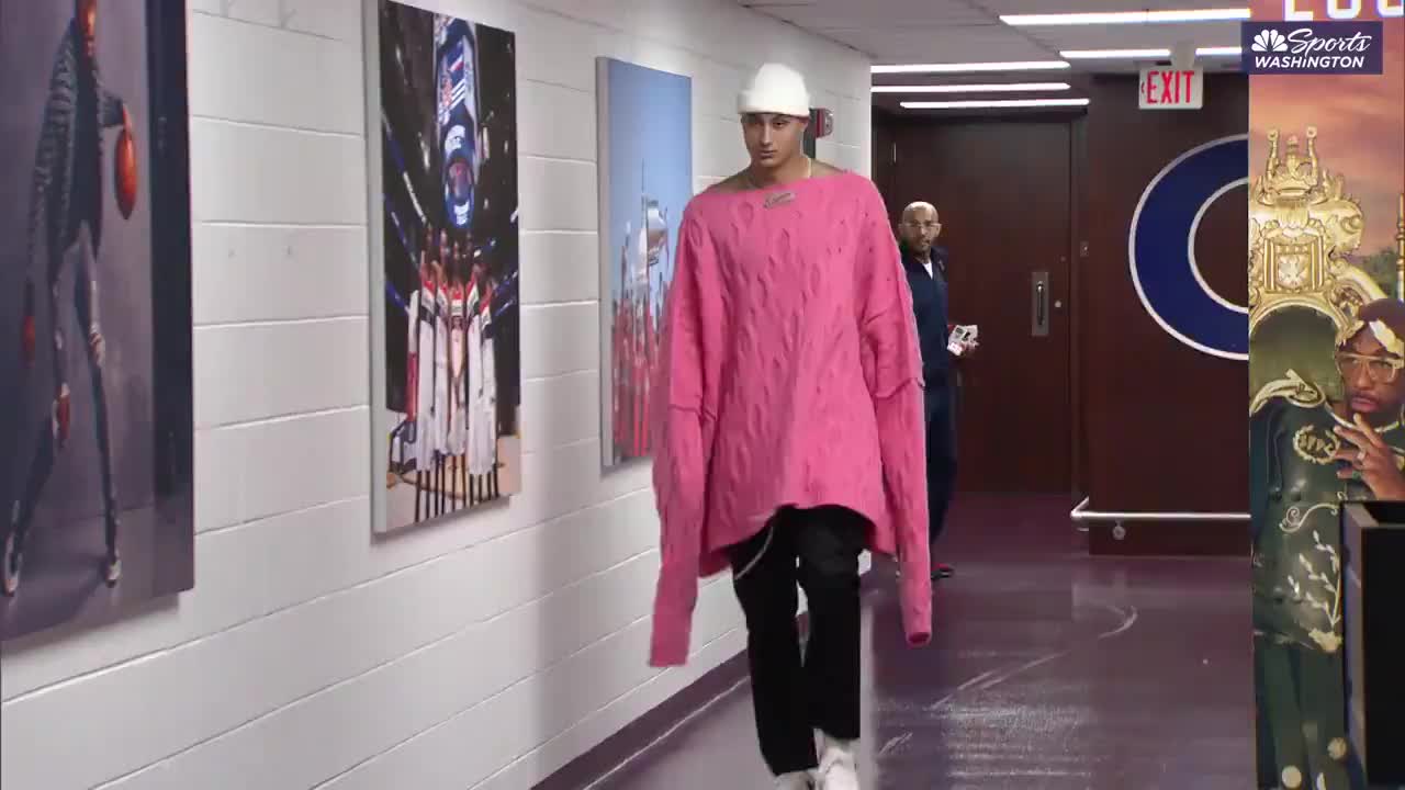 theScore - Ya'll rocking with Kyle Kuzma's pre-game fit? 😬⤵️ (📸:  Washington Wizards)